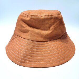 Four Buttons Canvas Bucket Hat Women's OS Mustard Brown Tan Cotton San Diego Hat